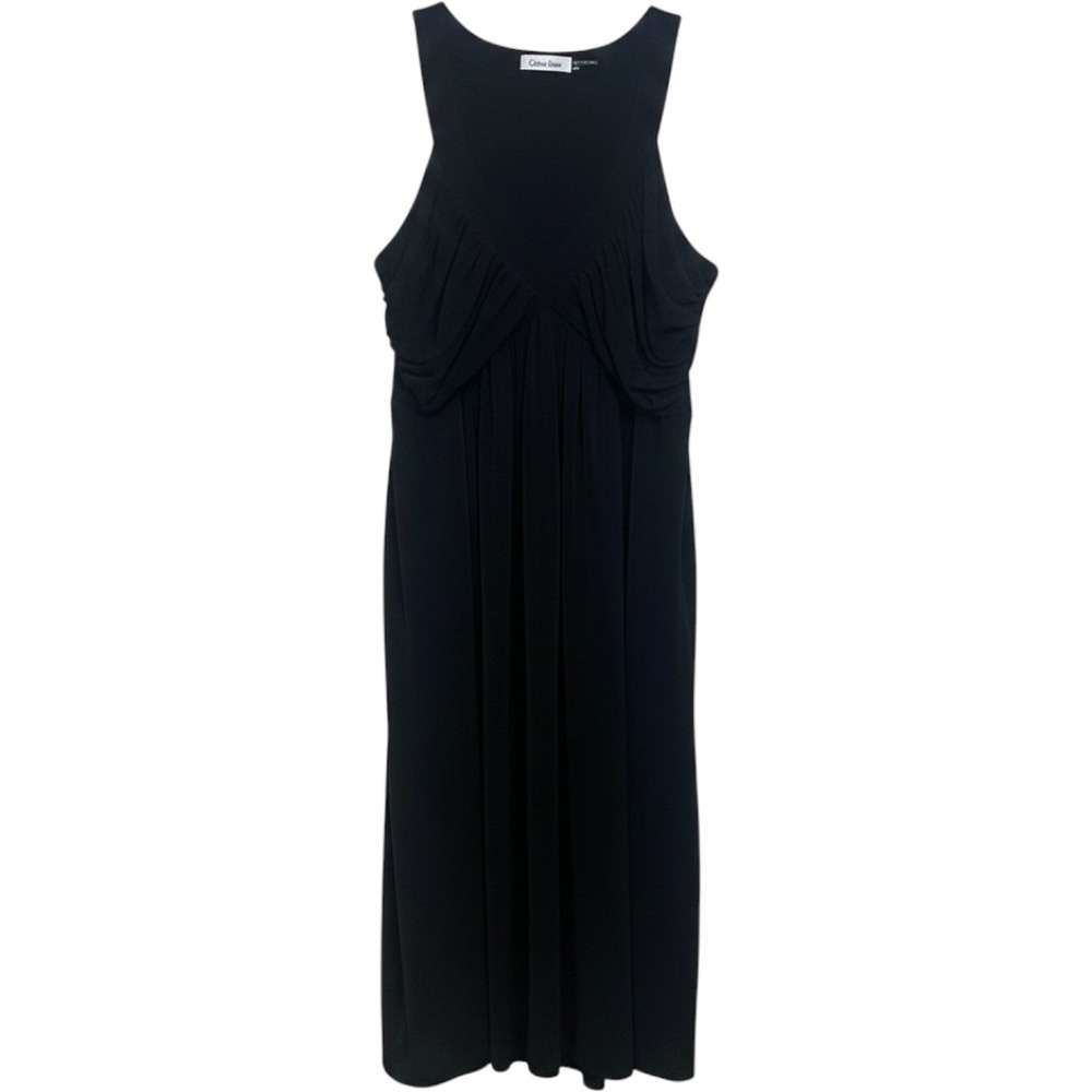 Calvin Klein Black Sleeveless Ruched Bust Empire Waist Cocktail Dress 14